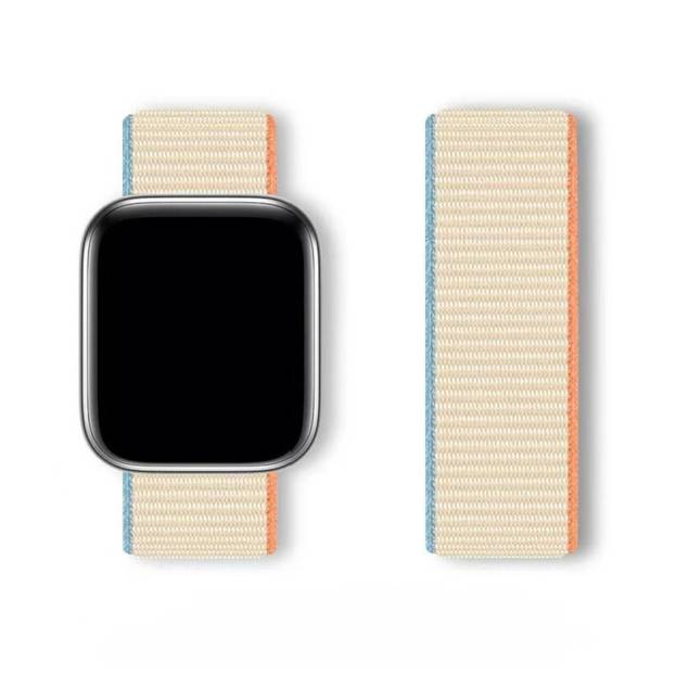 Sport nylon Loop band voor Apple Watch Ultra en Watch 44/45/46/49mm - Beige/Blauw/Oranje