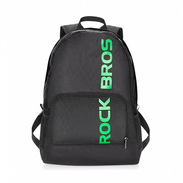 RockBros opvouwbare rugzak - 18l - 46x38cm - Zwart met groen logo