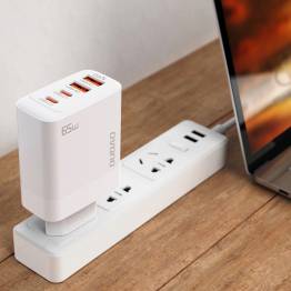  Dudao GaN 65W PD lader 2x USB-C / 2x USB - Wit