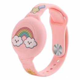 AirTag armband voor kinderen in silicone met regenboog - Roze