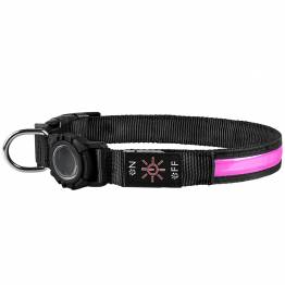 Waterdichte LED-halsband met AirTag-houder voor honden - Roze - Groot