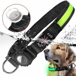  Waterdichte LED-halsband met AirTag-houder voor honden - Roze - Groot