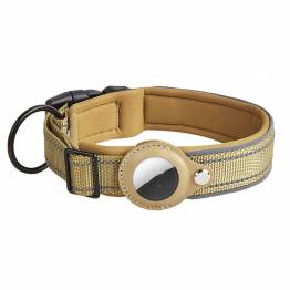 Halsband met AirTag houder en reflectie voor honden - Zwart - 48-55 cm - XL