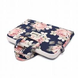  Canvaslife 13-14" MacBook taske met twee accessoires-vakken en schouderriem - Blauw/Roze