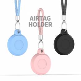  Waterdichte AirTag-houder met lanyard en gevlochten leren sleutelhanger - Roze