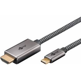 Geweven USB-C naar HDMI-kabel van Goobay - 4K@60Hz - 3m