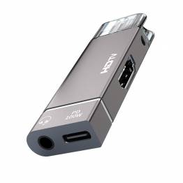 USB-C naar HDMI 4K-adapter met 100W PD USB-C en mini jack voor Mac en iPhone