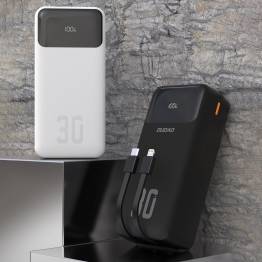  Dudao K15Max powerbank 30.000mAh met USB-C en Lightning kabel - 22,5W PD+QC - Zwart
