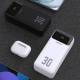 Dudao K15Max powerbank 30.000mAh met USB-C en Lightning kabel - 22,5W PD+QC - Zwart