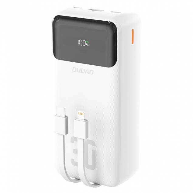 Dudao K15Max powerbank 30.000mAh met USB-C en Lightning kabel - 22,5W PD+QC - Zwart Dudao K15Max powerbank 30.000mAh met USB-C en Lightning kabel - 22,5W PD+QC - Zwart
