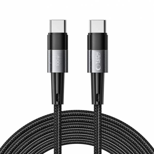 Tech-Protect UltraBoost Evo geweven USB-C kabel 100W PD oplaadkabel - Zwart - 3m Tech-Protect UltraBoost Evo geweven USB-C kabel 100W PD oplaadkabel - Zwart - 3m