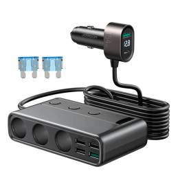 Joyroom 9-poorts 154W autolader 5x USB-A / 1x USB-C PD 3 x sigarettensteker-ingangen