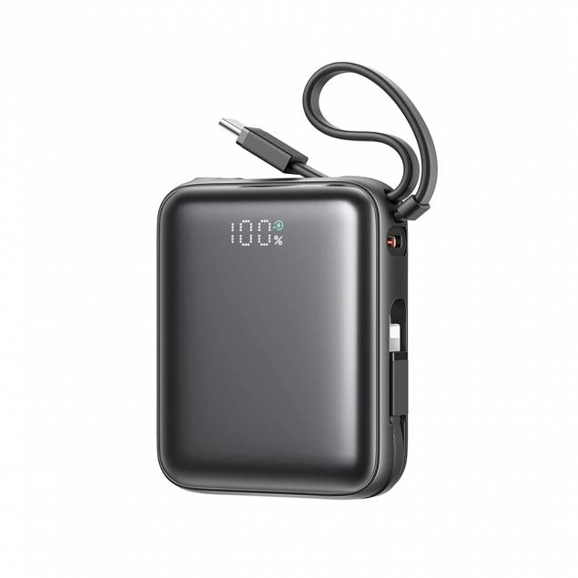 Joyroom powerbank met Lightning en USB-C kabels - 10.000mAh - 30W PD - Zwart