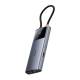 Baseus USB-C 6-in-1 hub: 2xUSB, 2xUSB-C 100W PD, HDMI en RJ45 en On/Off-knop voor scherm