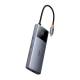 Baseus USB-C 6-in-1 hub: 2xUSB, 2xUSB-C 100W PD, HDMI en RJ45 en On/Off-knop voor scherm