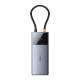 Baseus USB-C 6-in-1 hub: 2xUSB, 2xUSB-C 100W PD, HDMI en RJ45 en On/Off-knop voor scherm