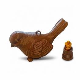 Vogel geocache houder met ruimte voor bison - 11cm - 3D geprint - Bruin