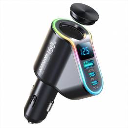 Joyroom 4-i-1 krachtige autolader 1x USB-A, 2x USB-C & 12V aansluiting - PD QC - 150W