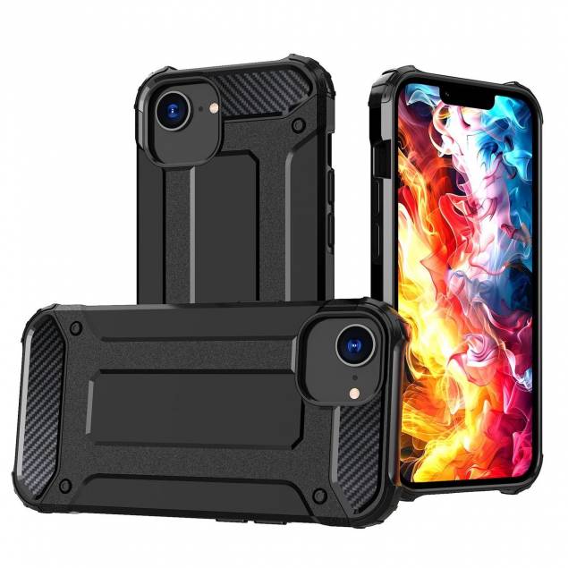 Extra beschermende iPhone 16e Hybrid Armor hoes - Zwart