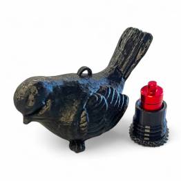 Vogel geocache houder met ruimte voor bison - 11cm - 3D geprint - Zwart
