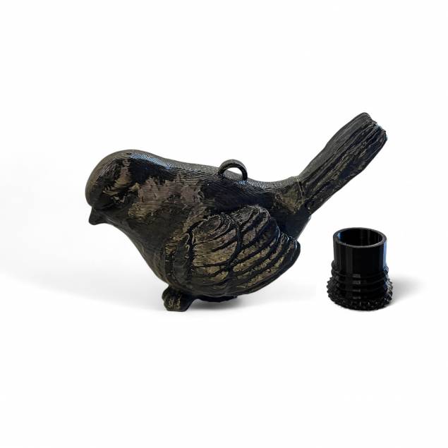 Vogel geocache houder met ruimte voor bison - 11cm - 3D geprint - Zwart Vogel geocache houder met ruimte voor bison - 11cm - 3D geprint - Zwart
