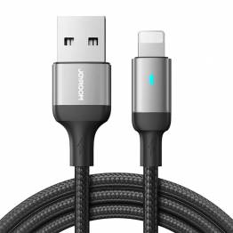 Joyroom USB naar Lightning kabel met diode - 2m - geweven zwart
