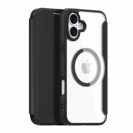 DUX DUCIS iPhone 16 MagSafe hoesje met RFID-kaartslot en flap - Helder/Zwart